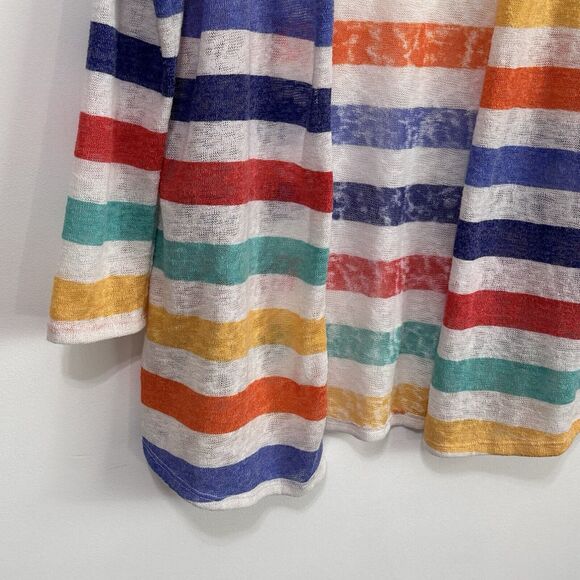 Andree By Unit Rainbow Stripe Cardigan M Open Breathable Long Sleeve Teacher Top - Picture 5 of 11